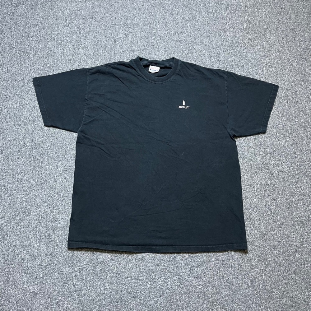 Vintage Hanes Absolut Vodka T Shirt XL Black Beefy-T Promo 90s 00s Liquor Tee